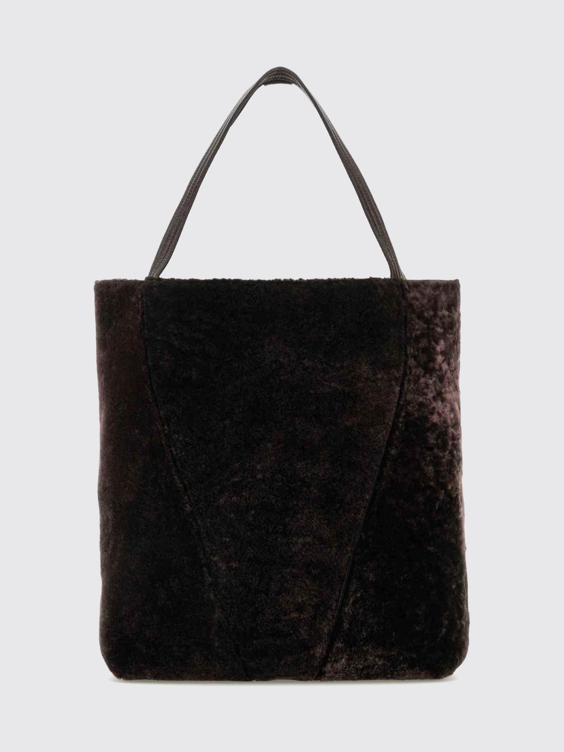 spin shearling tote bag chloé with double handle and metal logo