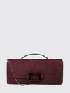 belle vivier suede clutch with iconic buckle and chain strap