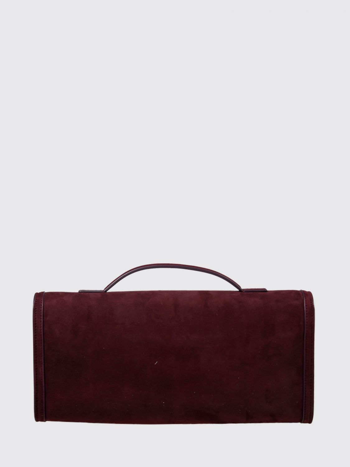 belle vivier suede clutch with iconic buckle and chain strap