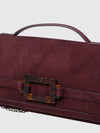 belle vivier suede clutch with iconic buckle and chain strap