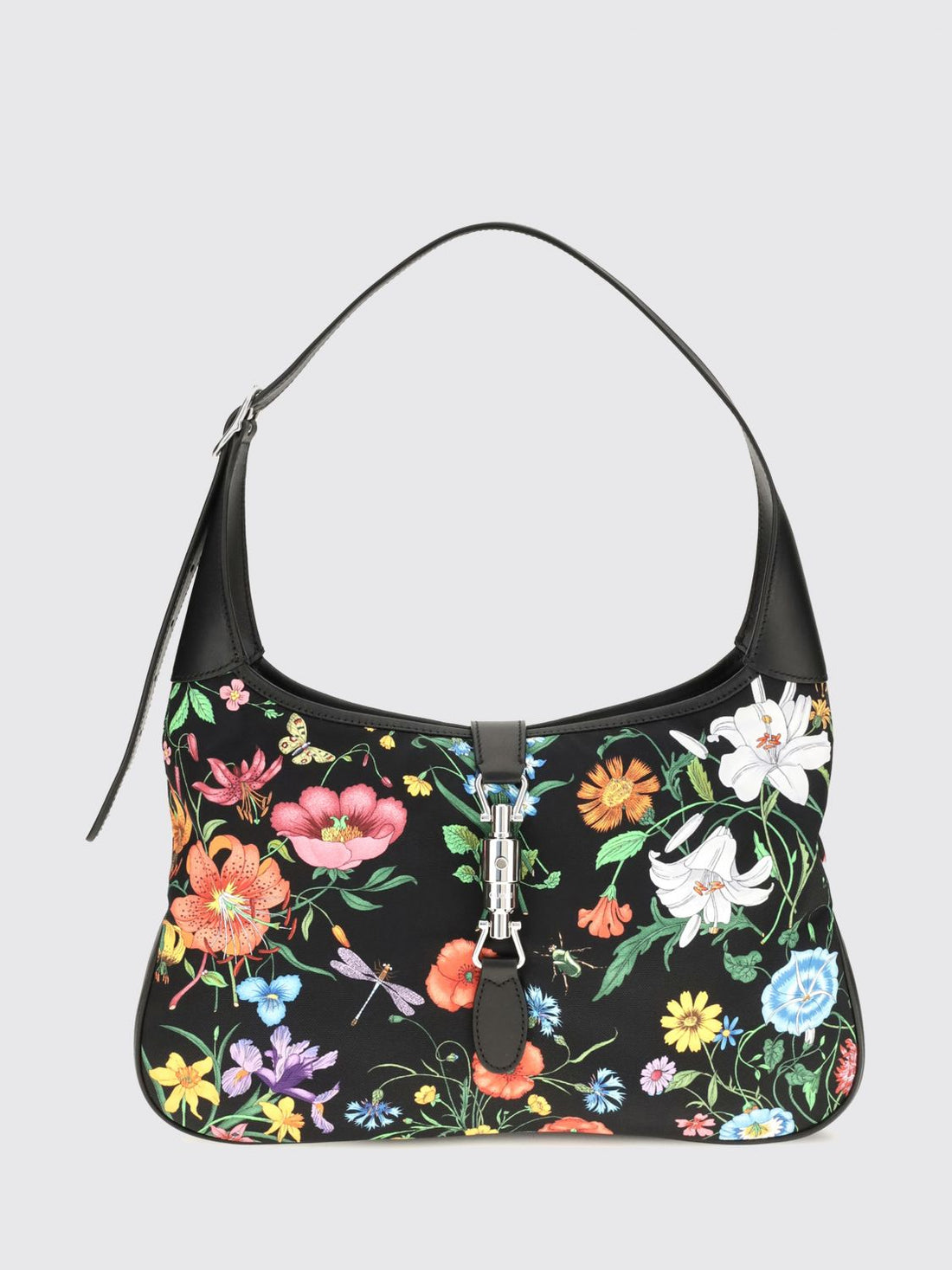 GUCCI OS jackie 1961 floral print nylon shoulder bag with horsebit