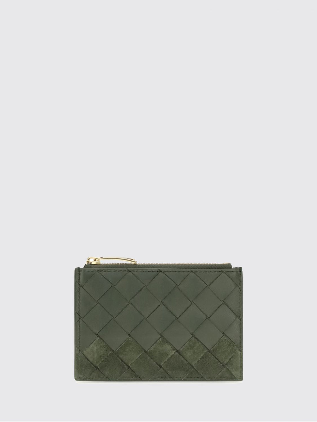 BOTTEGA VENETA OS intrecciato lambskin card holder with zipped compartment