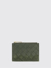 intrecciato lambskin card holder with zipped compartment
