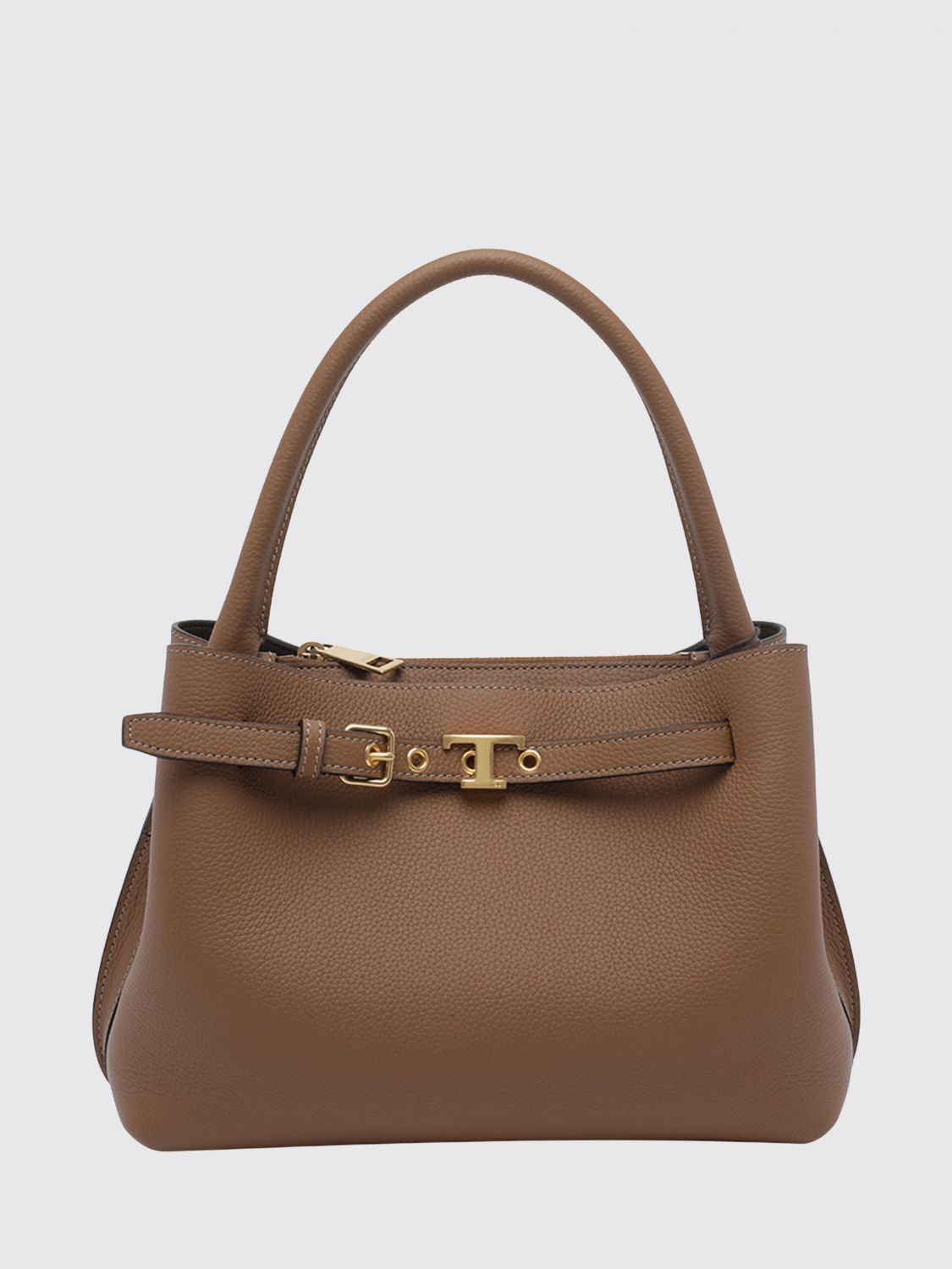 small grained leather shoulder bag with t timeless logo