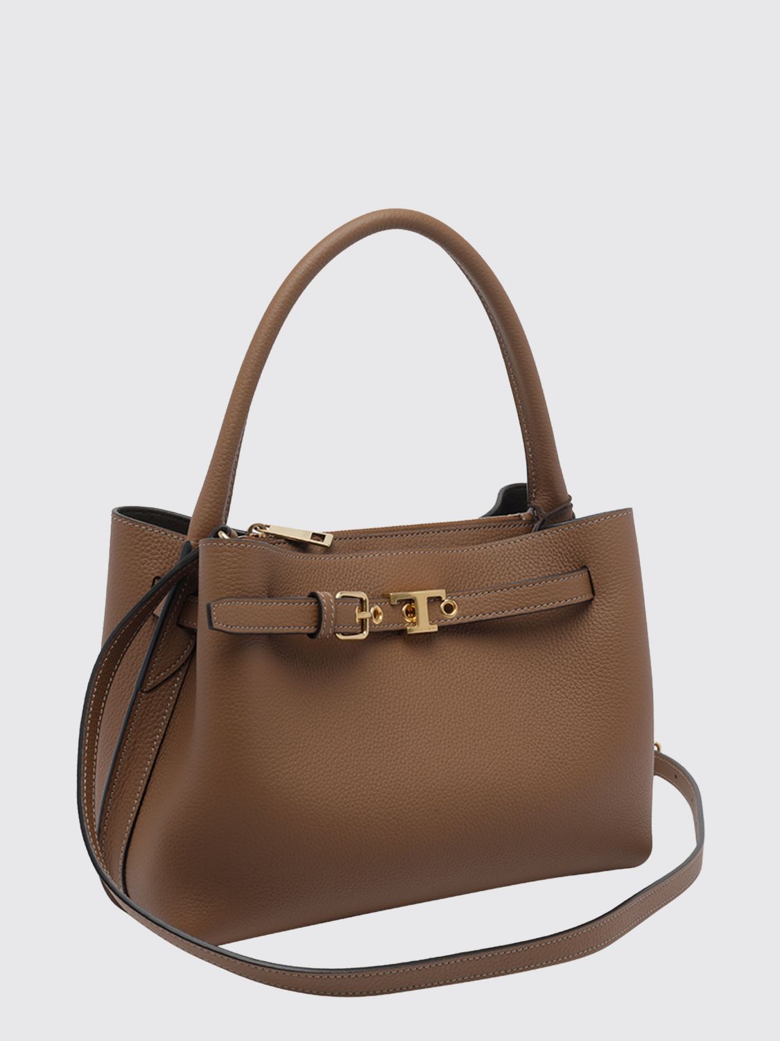 small grained leather shoulder bag with t timeless logo