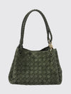 intrecciato leather shoulder bag with double handle