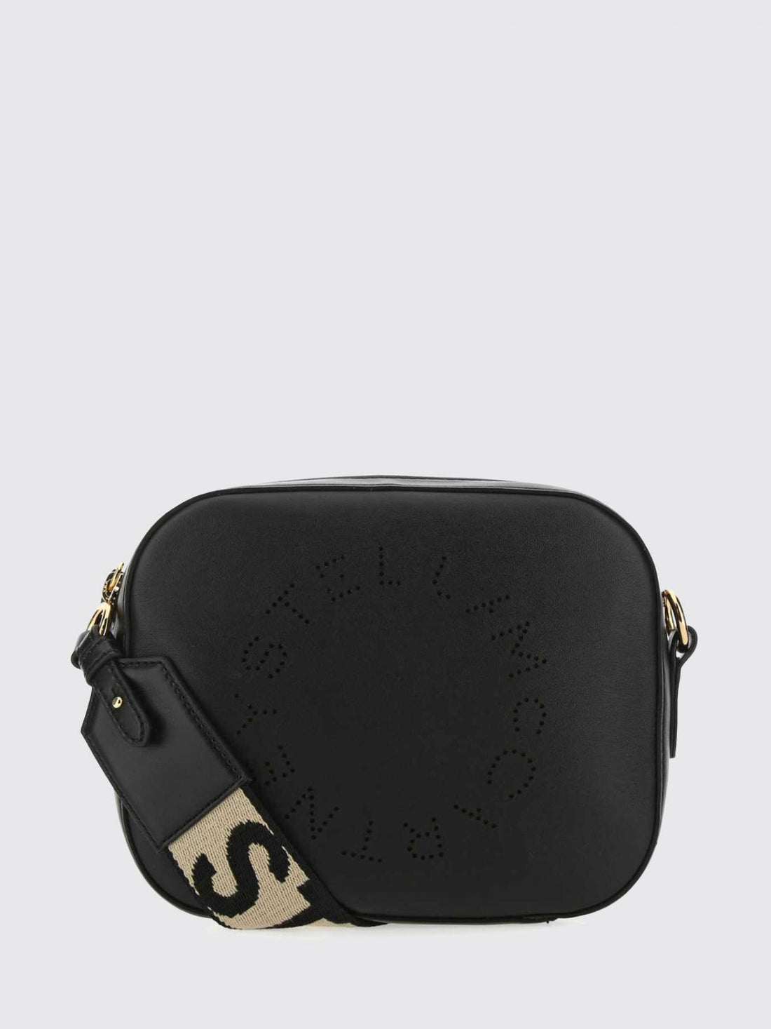 STELLA MCCARTNEY OS perforated logo mini camera bag with logo strap