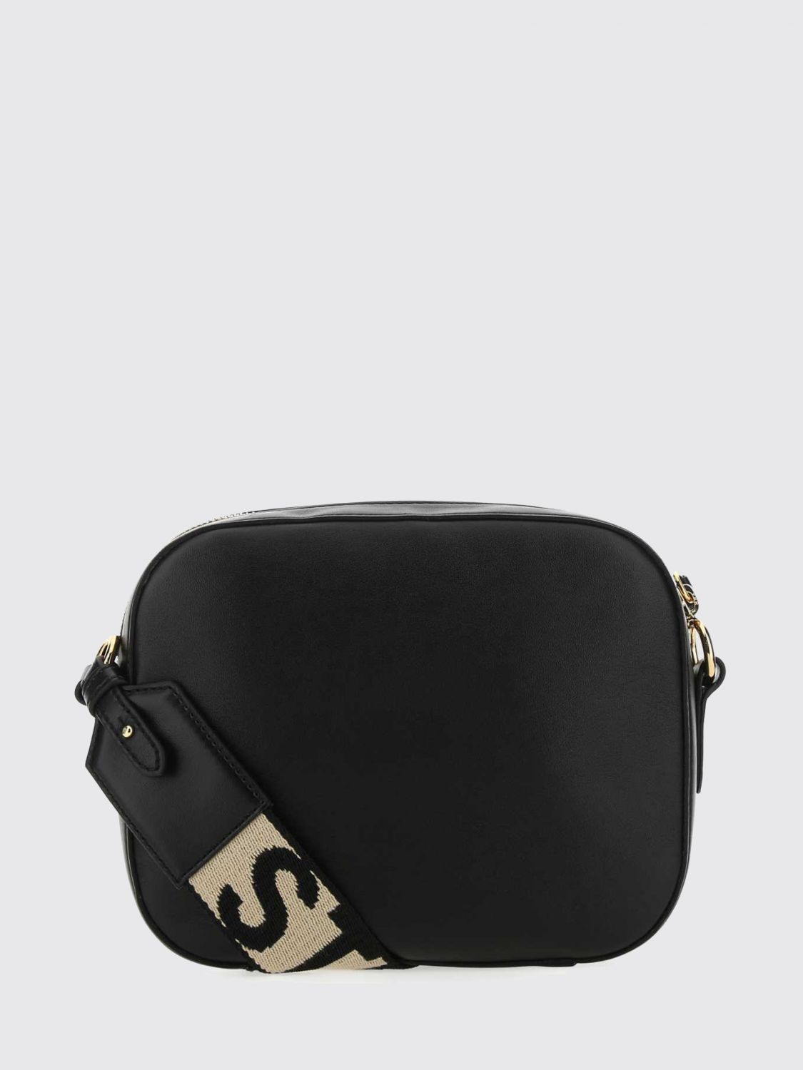 perforated logo mini camera bag with logo strap