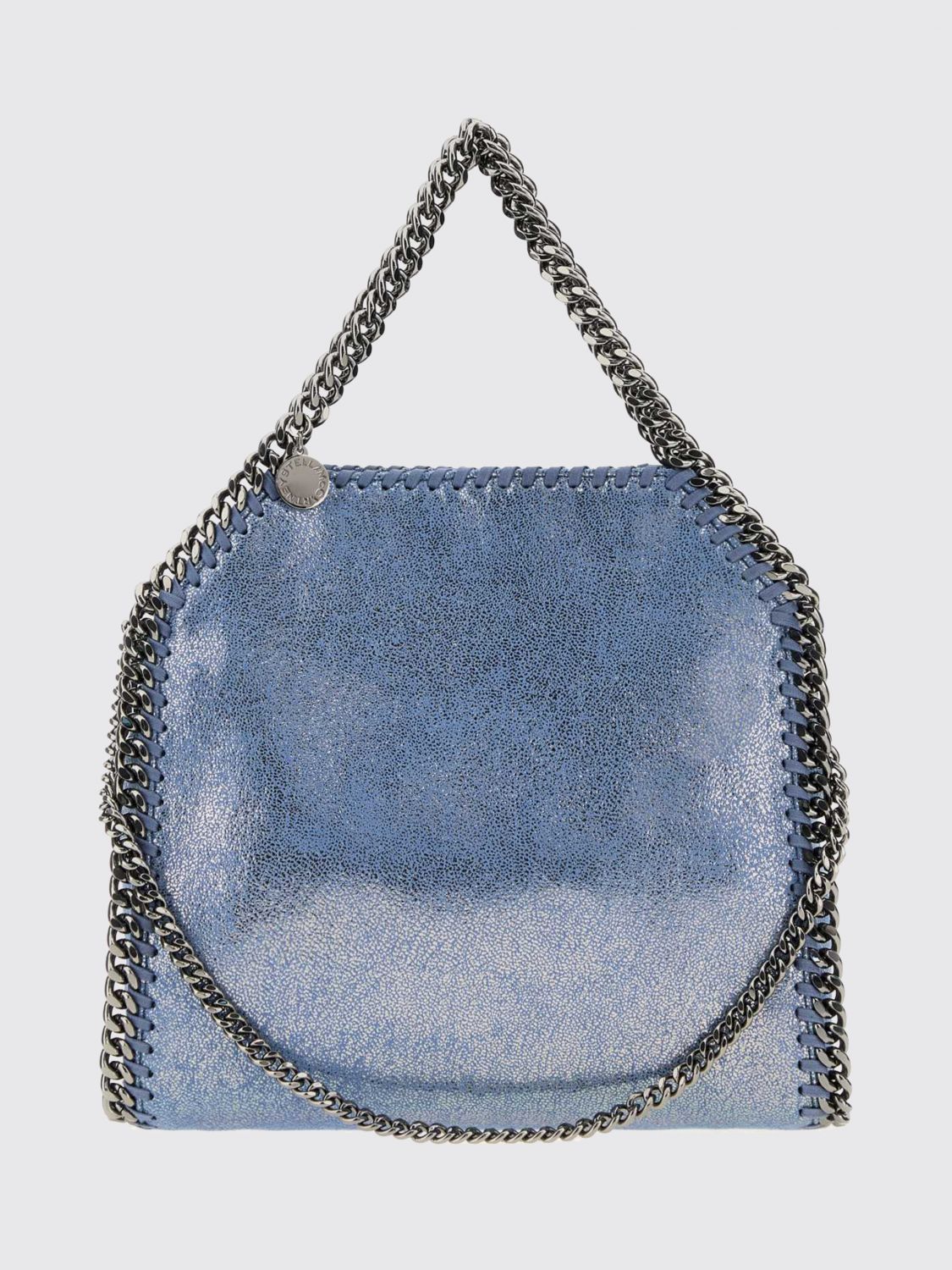 small falabella denim tote bag with chain trim