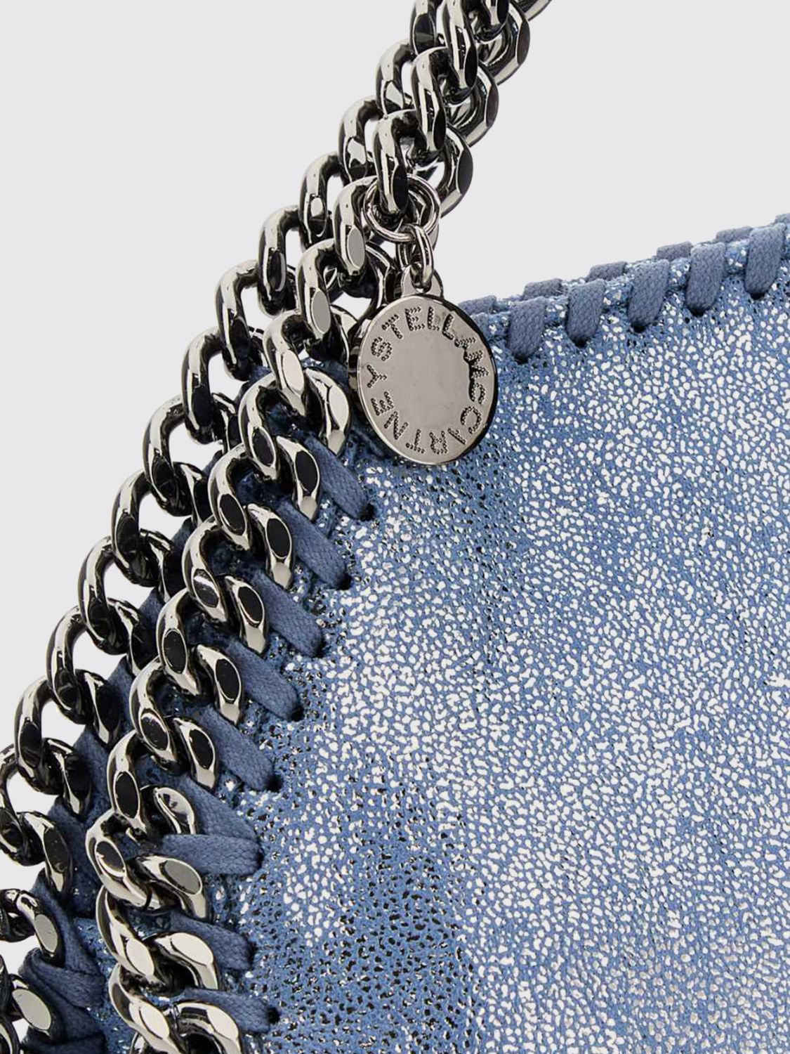 small falabella denim tote bag with chain trim