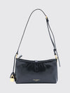 lock calfskin shoulder bag with padlock charm and zip closure