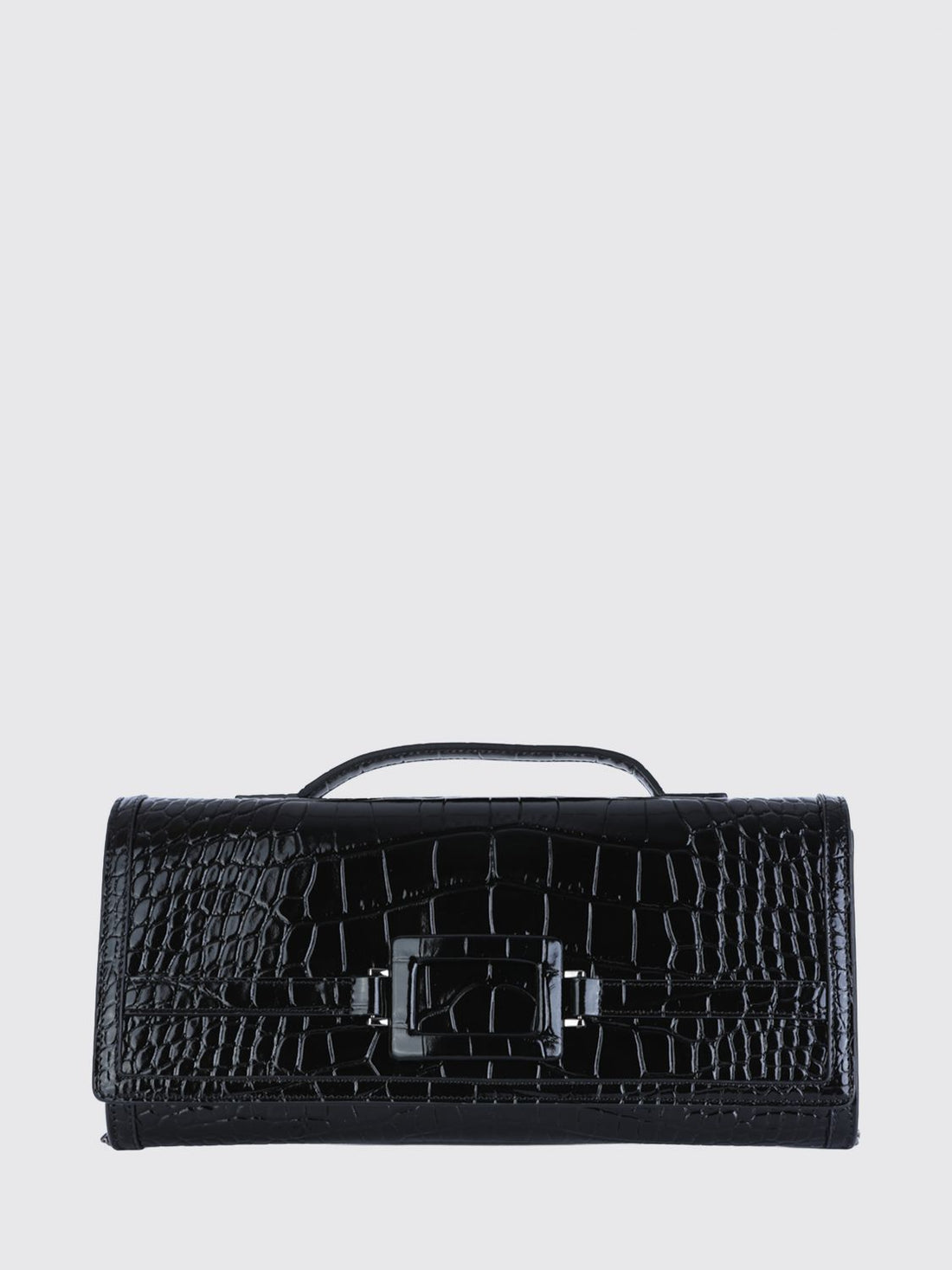 ROGER VIVIER OS belle vivier croc-effect calfskin clutch with top handle