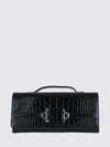belle vivier croc-effect calfskin clutch with top handle
