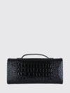 belle vivier croc-effect calfskin clutch with top handle