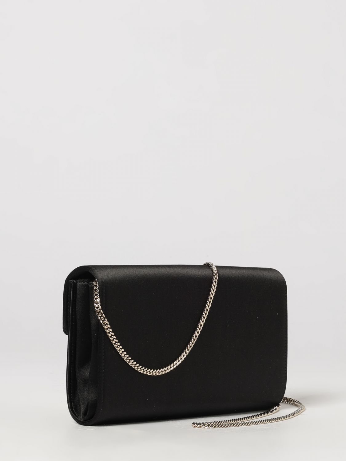 flower satin clutch with crystals and metal mesh strap