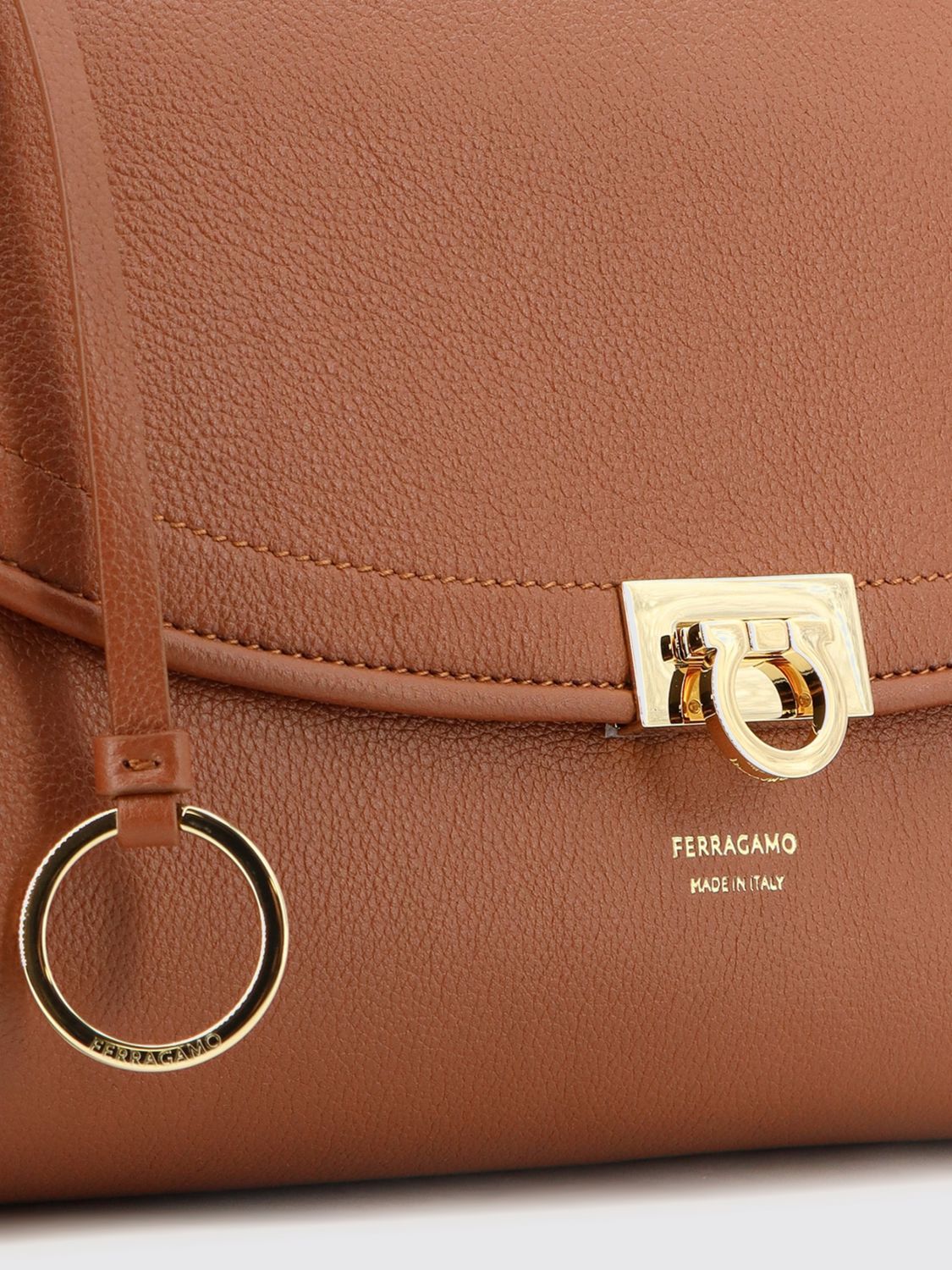 sofia hammered calfskin shoulder bag with gancini clasp