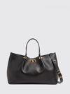 large vlogo signature studded smooth leather tote