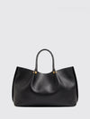 large vlogo signature studded smooth leather tote