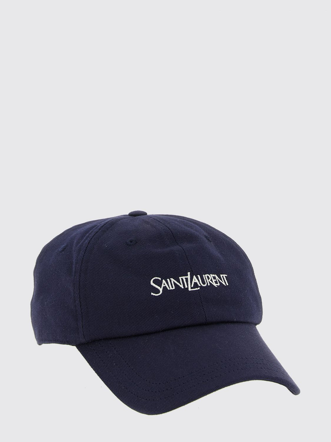 SAINT LAURENT 57 blue cotton baseball cap with contrasting logo