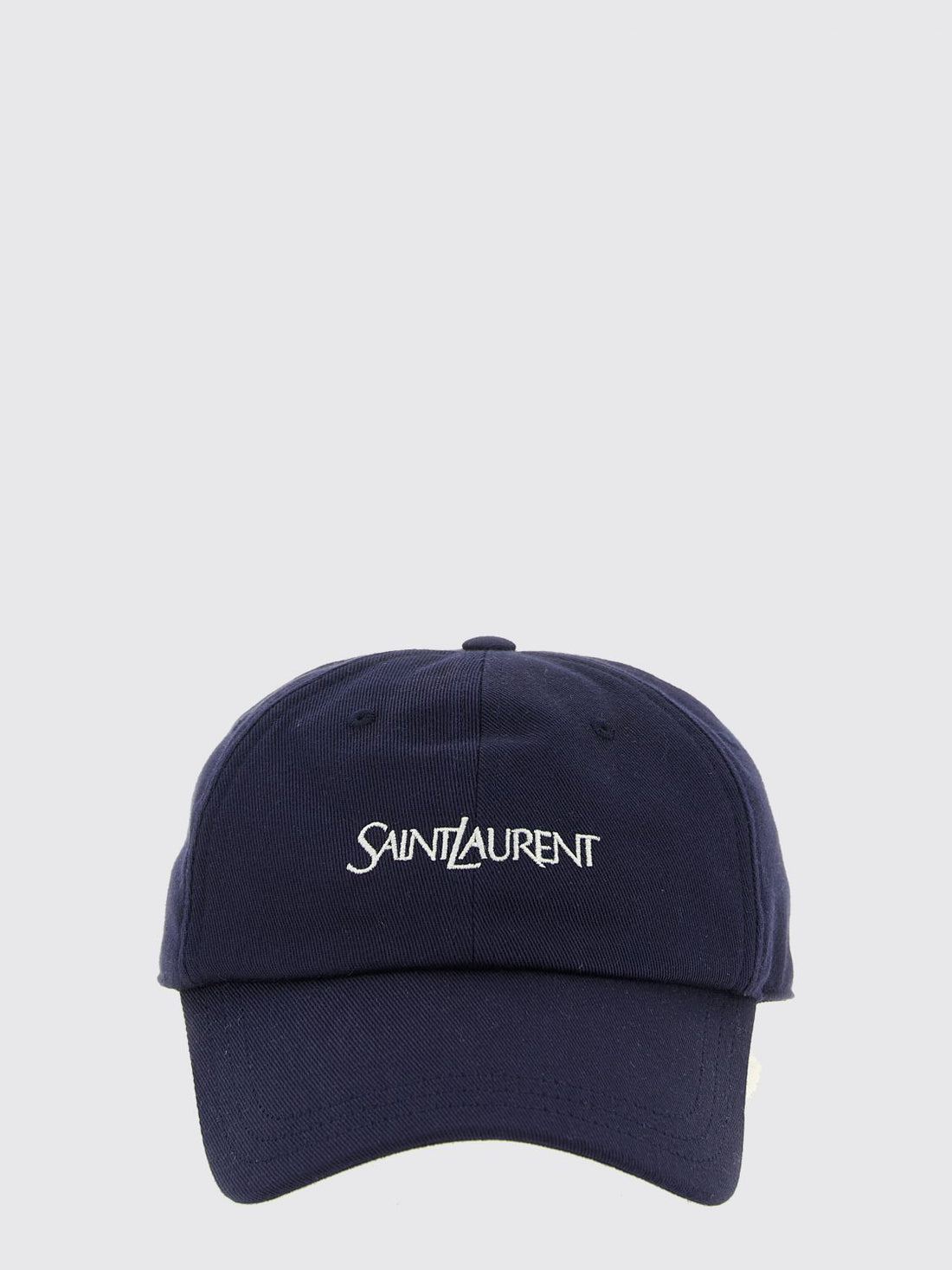 SAINT LAURENT 57 blue cotton baseball cap with contrasting logo