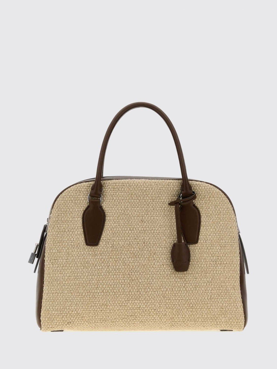 THE ROW OS india canvas and smooth leather handbag with side padlock
