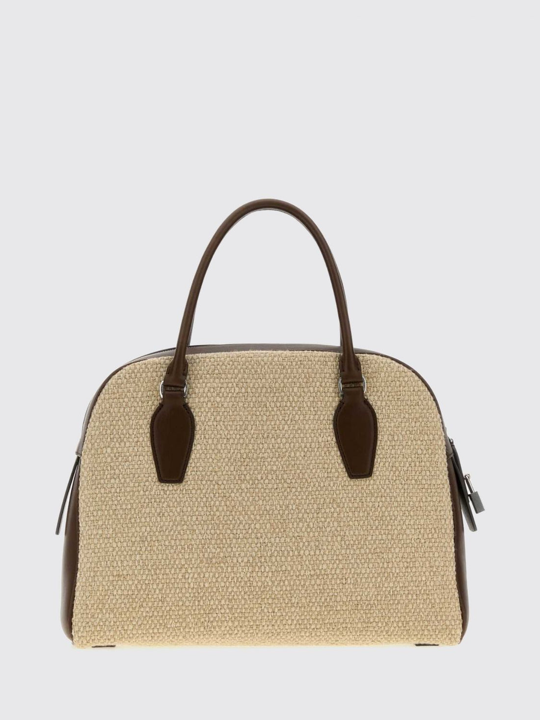 THE ROW OS india canvas and smooth leather handbag with side padlock