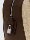 india canvas and smooth leather handbag with side padlock
