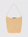 alma woven raffia bucket bag with top handle