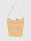 alma woven raffia bucket bag with top handle