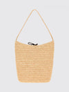 alma woven raffia bucket bag with top handle