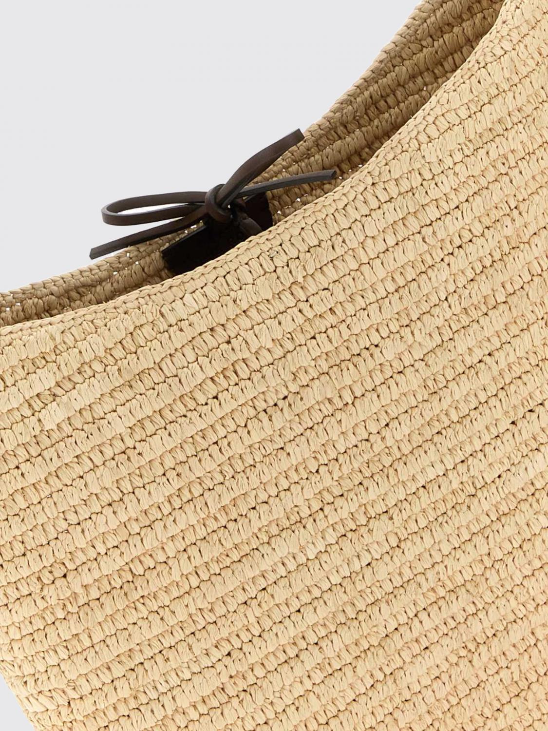 alma woven raffia bucket bag with top handle