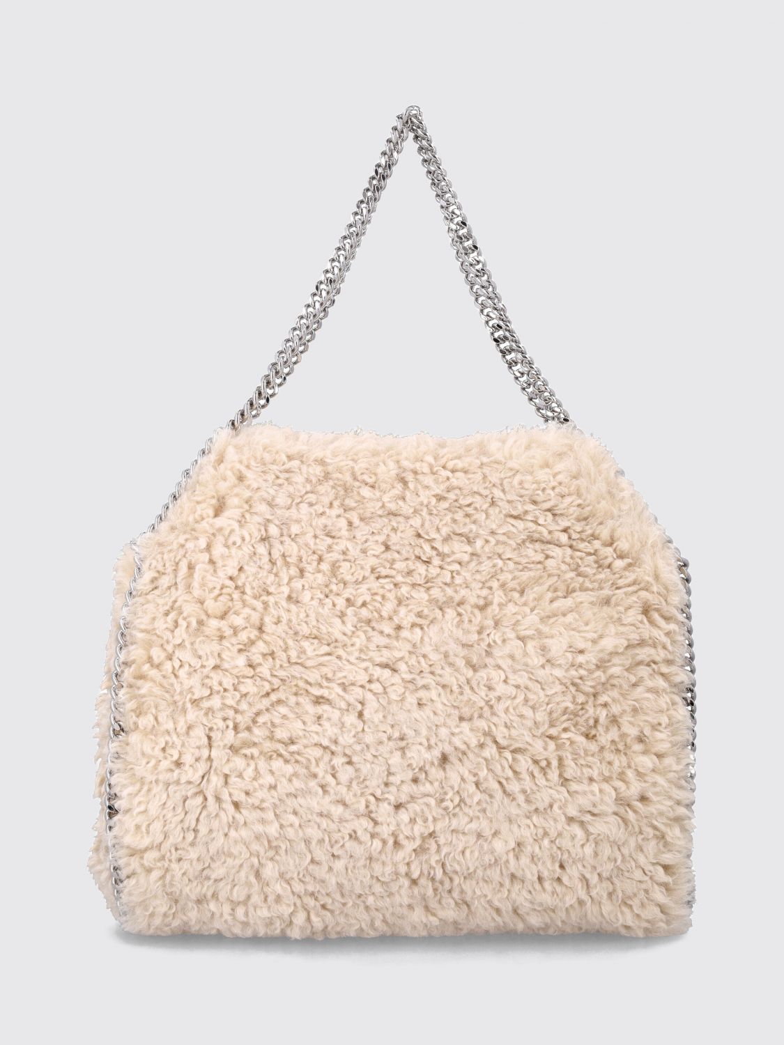 falabella tote bag in vegan shearling with chain handle