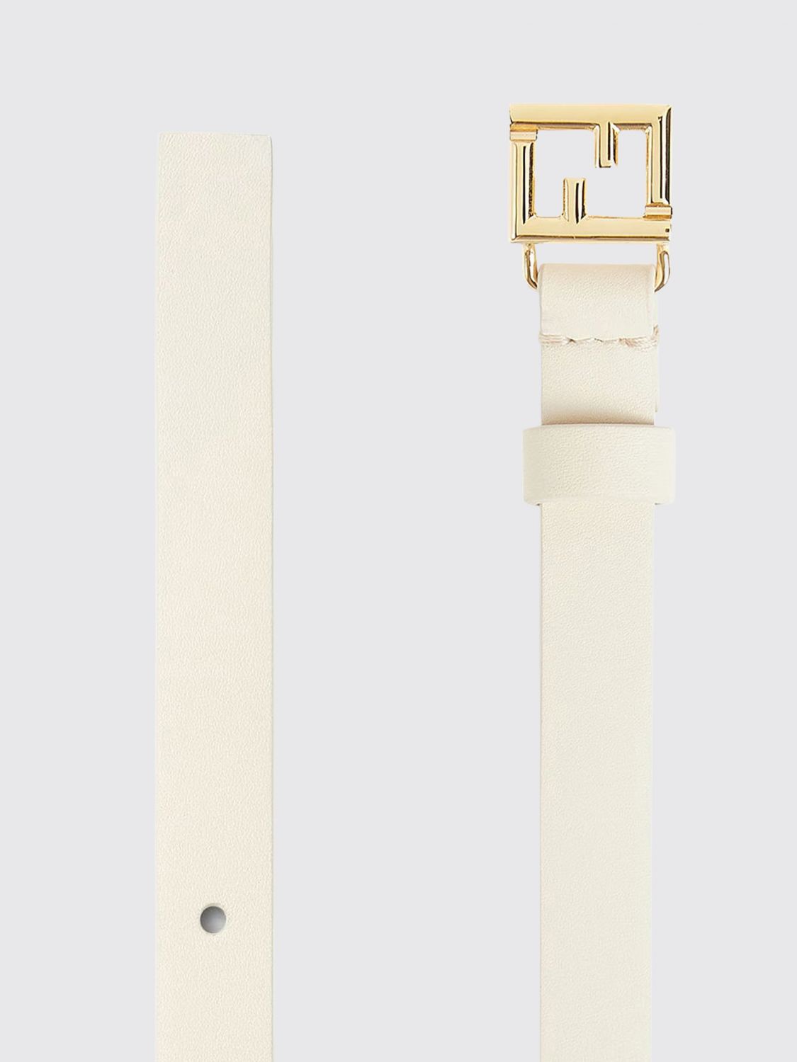slim calfskin leather belt with ff monogram buckle