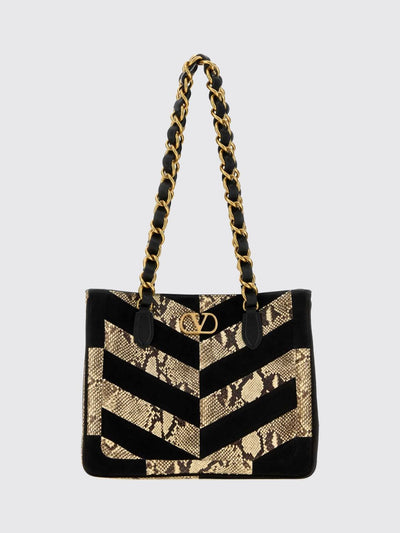 python print and chevron motif shoulder bag with vlogo