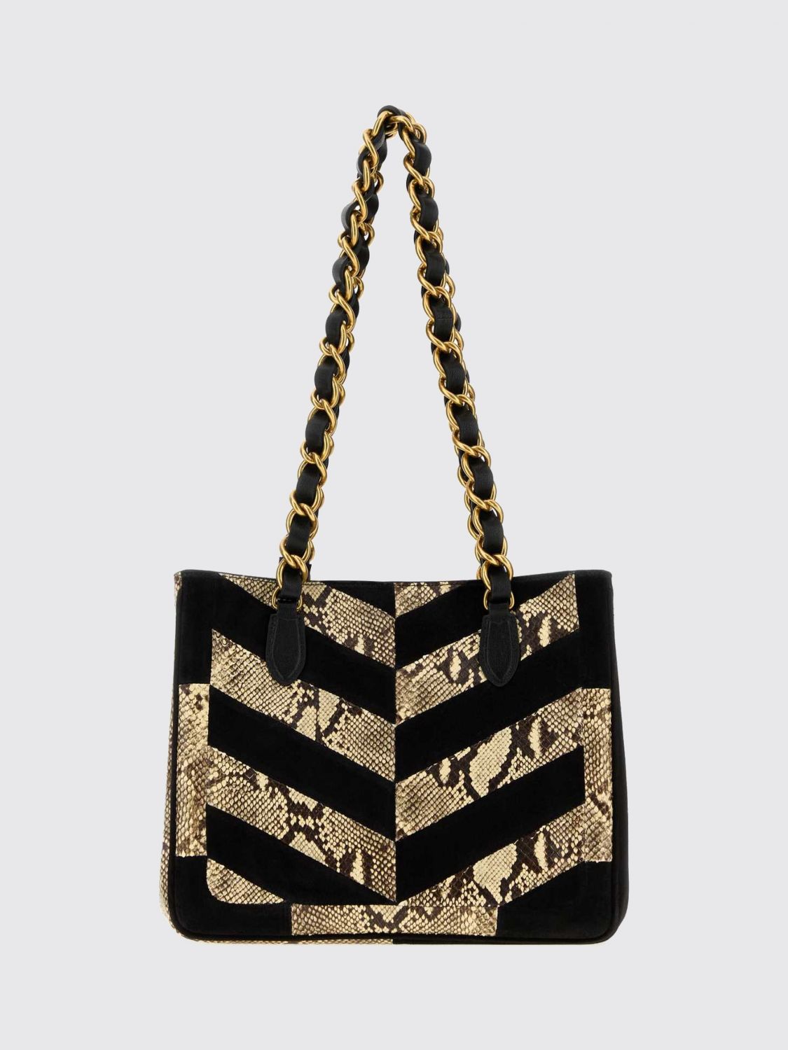 python print and chevron motif shoulder bag with vlogo