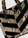 python print and chevron motif shoulder bag with vlogo