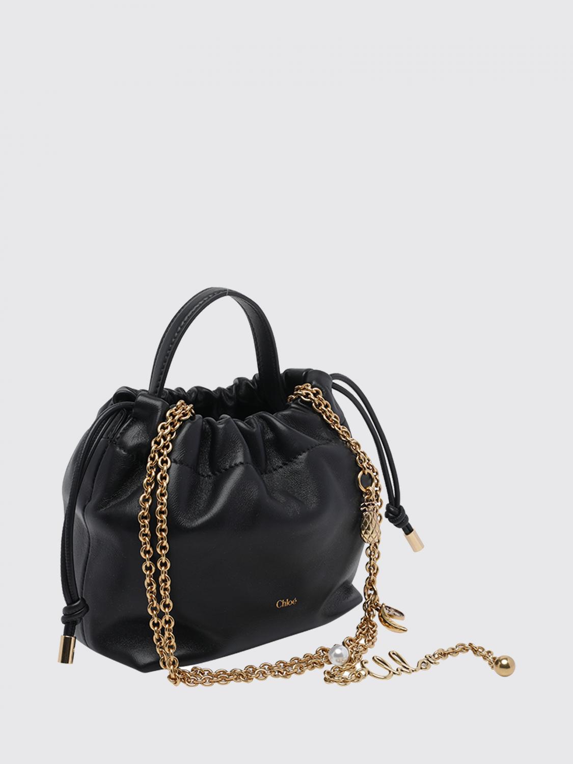 icons mini bucket bag chloé in lamb nappa with chain strap and charms