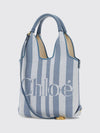 striped cotton handbag chloé with jacquard logo and leather handles