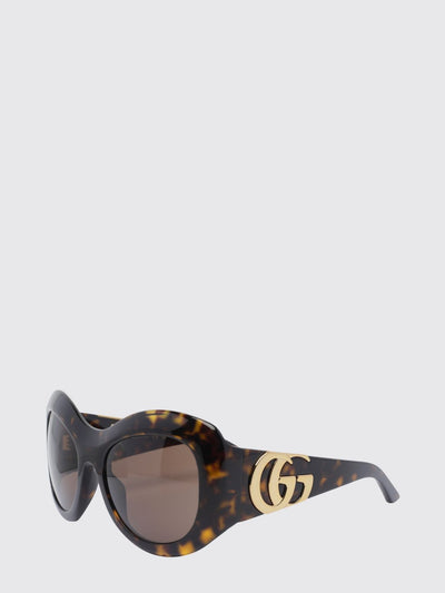 cat-eye sunglasses in tortoiseshell acetate with gg monogram logo
