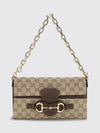 gg monogram jacquard shoulder bag with horsebit detail