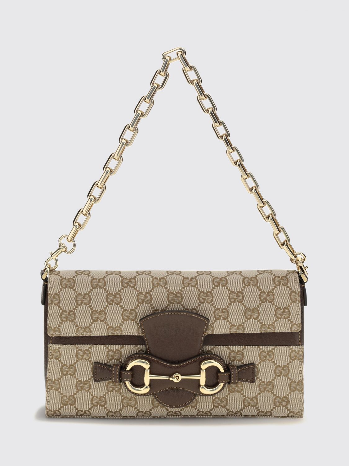 gg monogram jacquard shoulder bag with horsebit detail