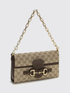 gg monogram jacquard shoulder bag with horsebit detail