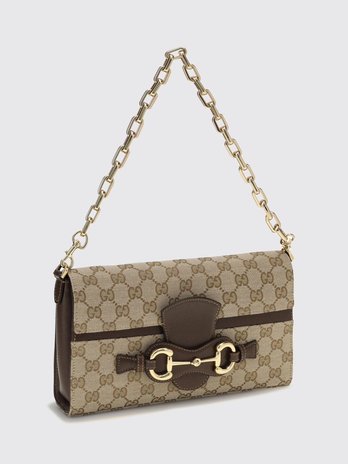 gg monogram jacquard shoulder bag with horsebit detail