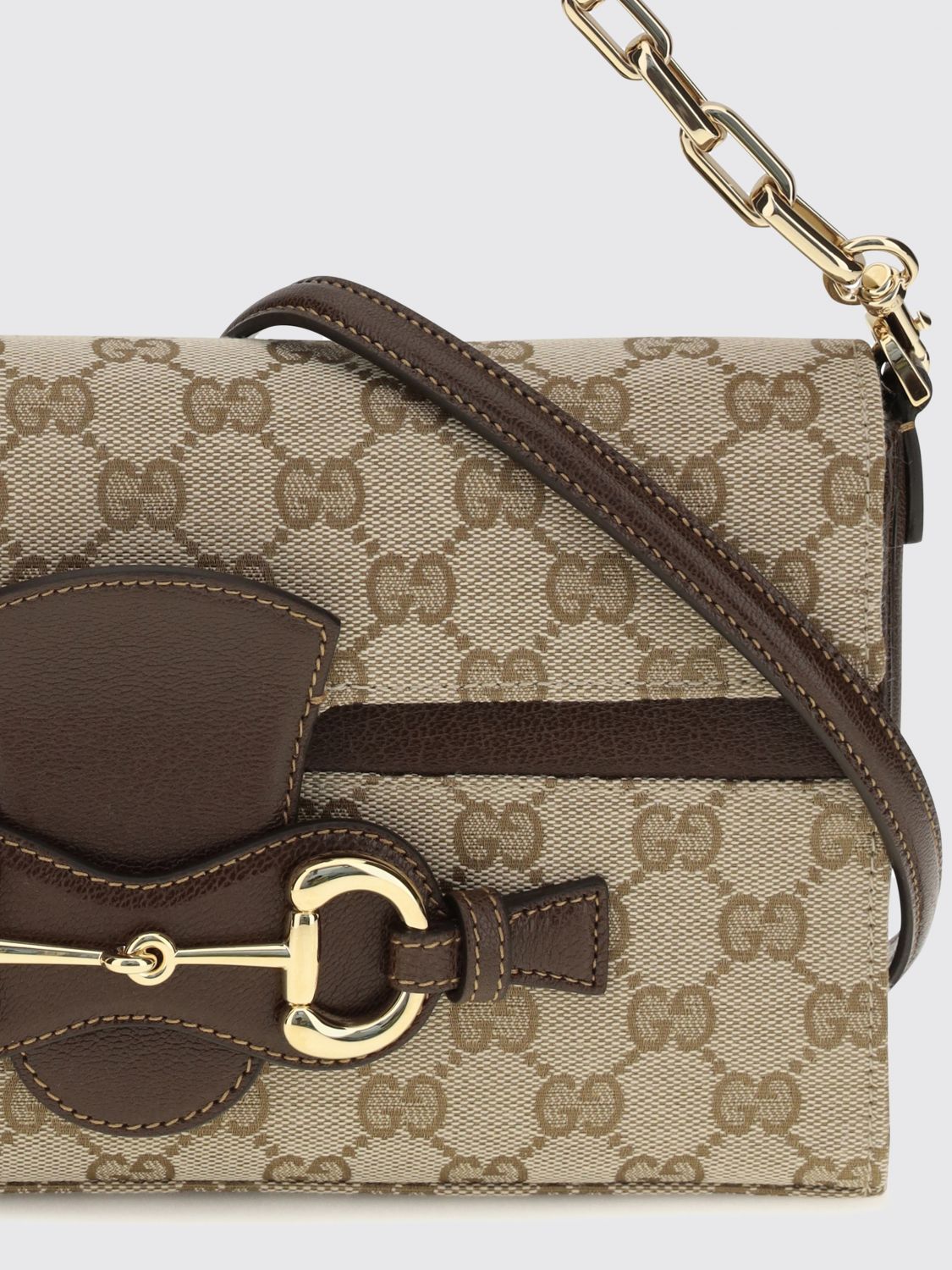 gg monogram jacquard shoulder bag with horsebit detail