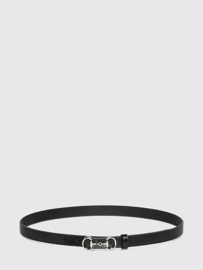 smooth calfskin leather belt with horsebit detail and interlocking closure