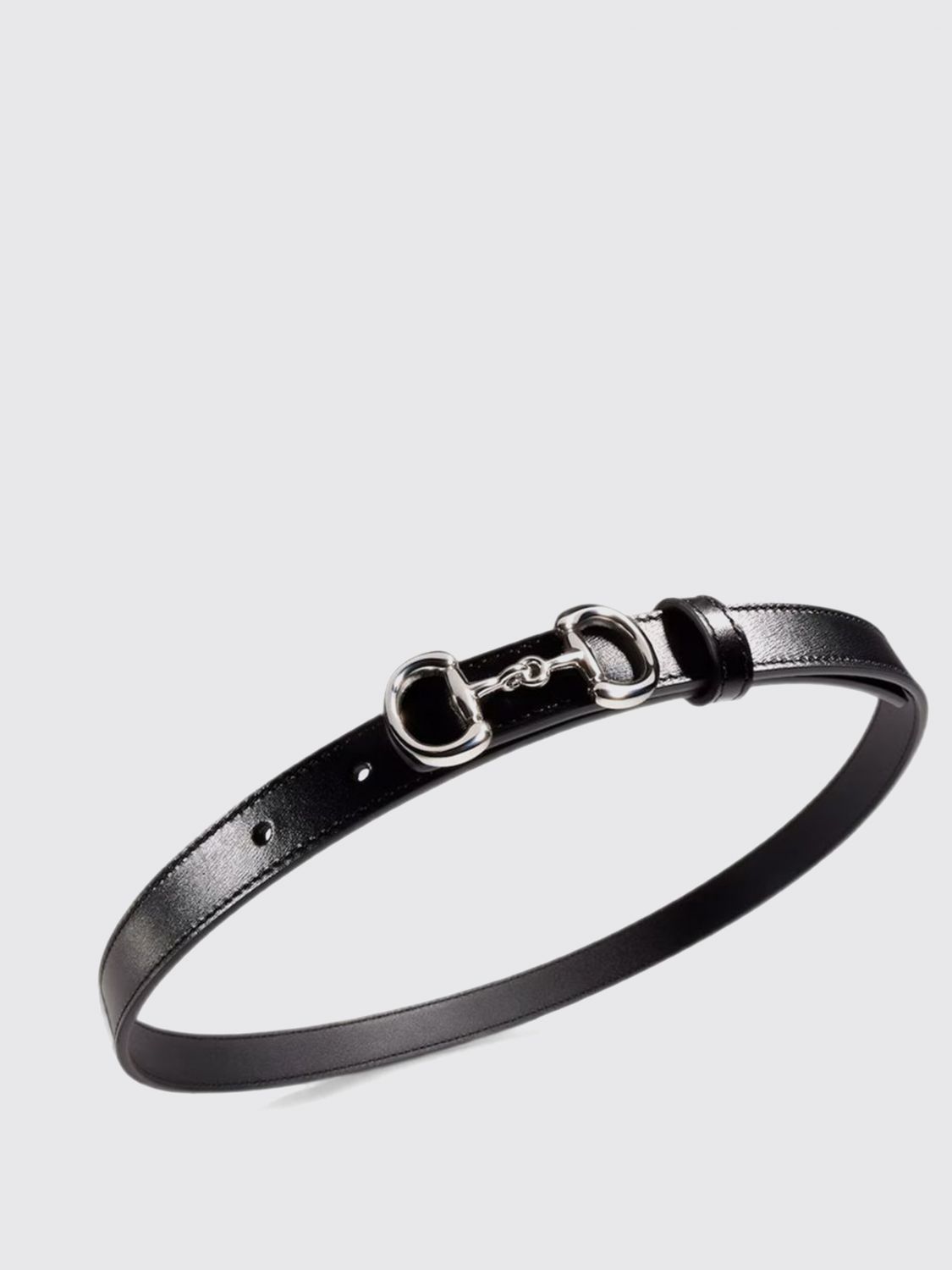 smooth calfskin leather belt with horsebit detail and interlocking closure