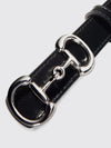 smooth calfskin leather belt with horsebit detail and interlocking closure