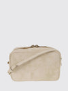 suede calfskin crossbody bag with embossed logo