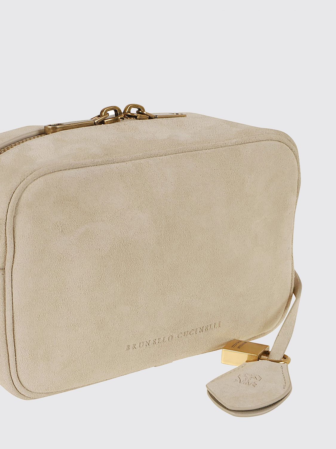 suede calfskin crossbody bag with embossed logo