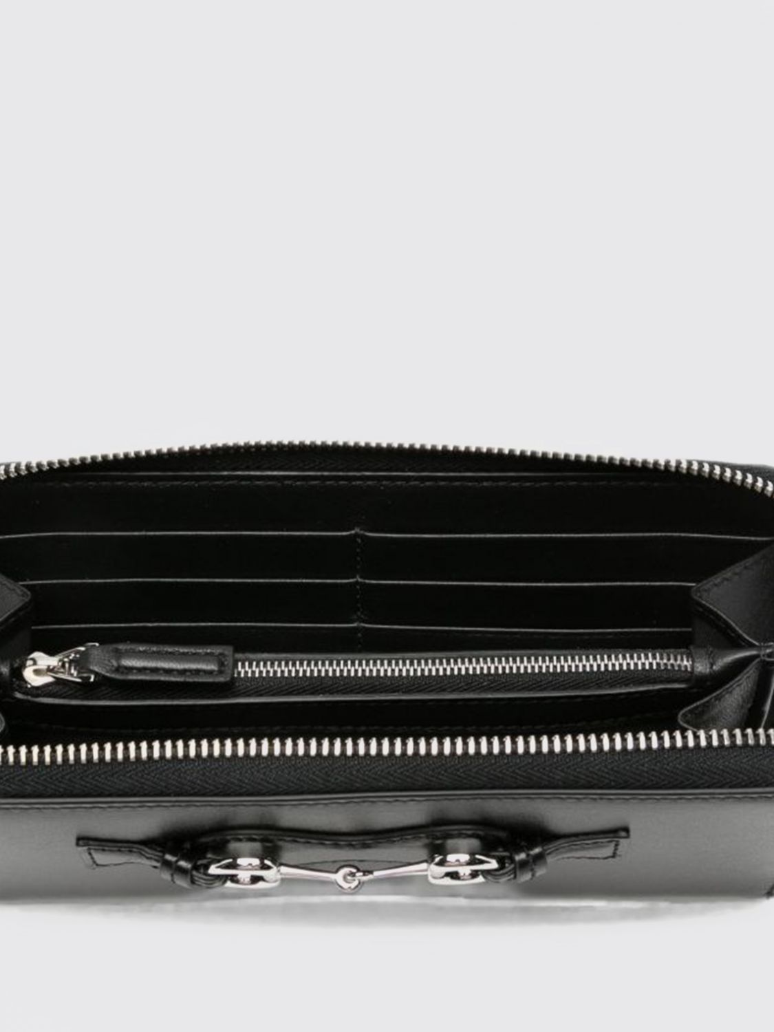horsebit continental wallet in calfskin leather with zip closure